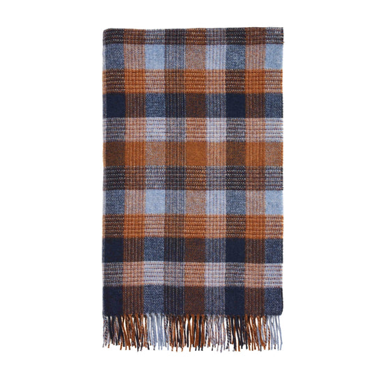Blue & Orange Patchwork Merino Lambswool Throw
