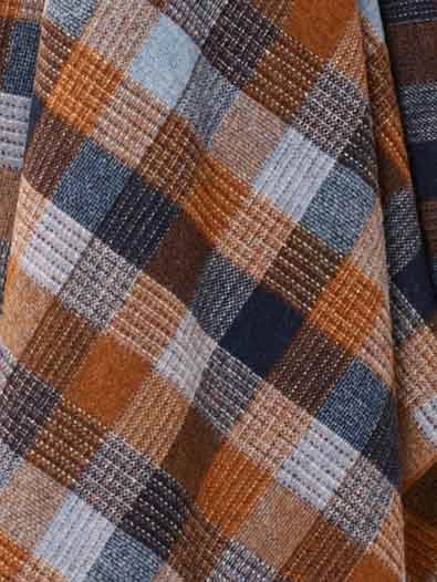Blue & Orange Patchwork Merino Lambswool Throw