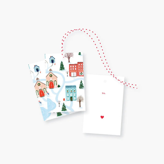 Merry Winter Town Gift Tags