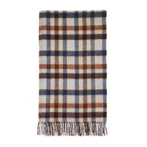 Multi-Plaid Navy & Rust Merino Lambswool Throw