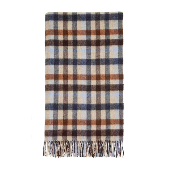 Multi-Plaid Navy & Rust Merino Lambswool Throw