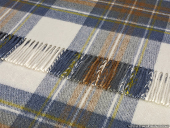 Stewart Plaid Wool Throw | Muted Blue