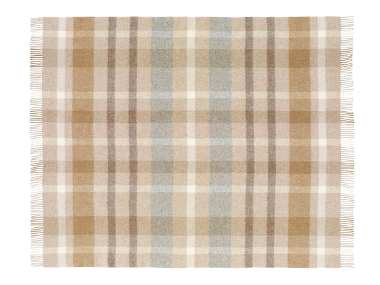 Natural Contemporary Check Wool Throw
