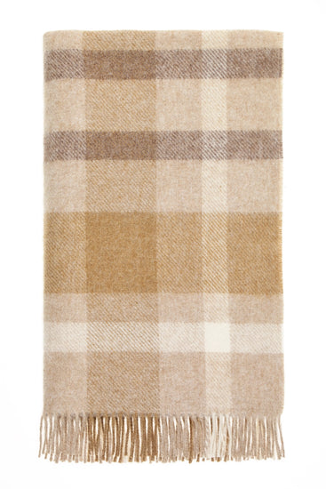 Natural Contemporary Check Wool Throw