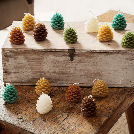 Wee Espresso Pine Cone Candle Set