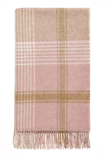 Classic Check Wool Throw | Pink Camel