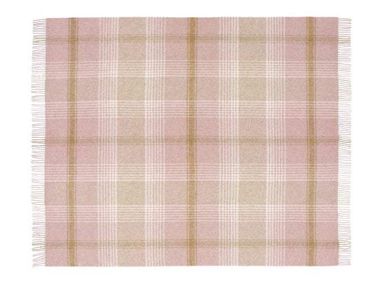 Classic Check Wool Throw | Pink Camel