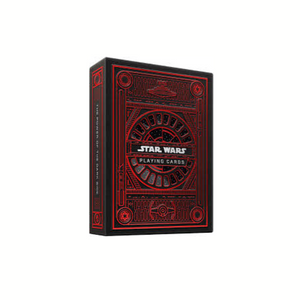 Star Wars playing cards packaging with red and black design on a white background