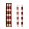 Red & White Stripe Taper Candles