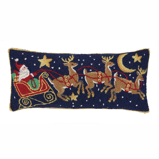 Santa Three Reindeer Pillow