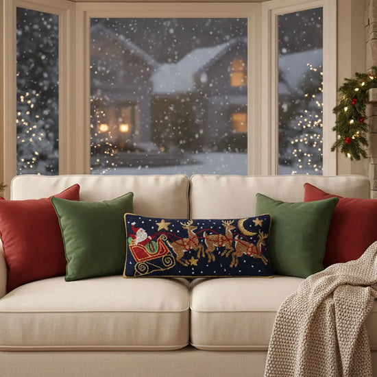 Santa Three Reindeer Pillow
