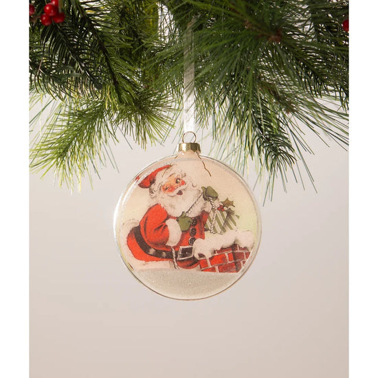 Santa Glass Disc Ornament