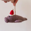 Santa Hat Manatee Ornament
