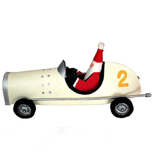 Santa in Race Car Ornament