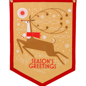 Reindeer Season's Greeting Flag