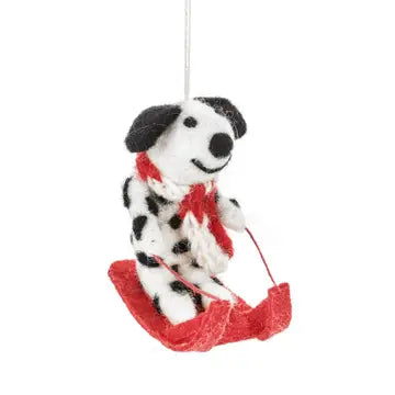 Sledding Dalmatian Ornament