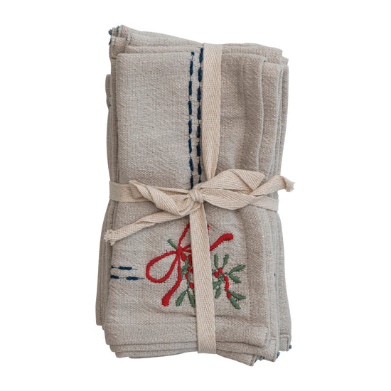 Cotton Embroaidered Holiday Napkins