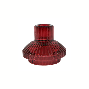 Small Red Glass Candle Holder