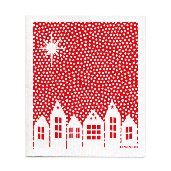 Swedish Dishcloth | Snow Village Red