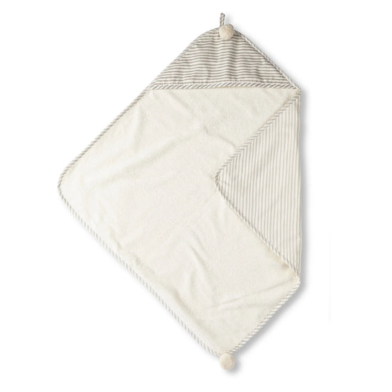 Pebble Grey Striped Hooded Towel