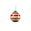 Multicolored striped Christmas ornament on a white background