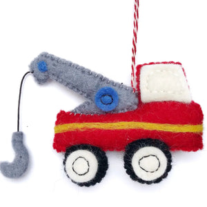 Felt Red Tow Truck Ornament