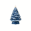 Decorative blue Christmas tree with lights on a white background