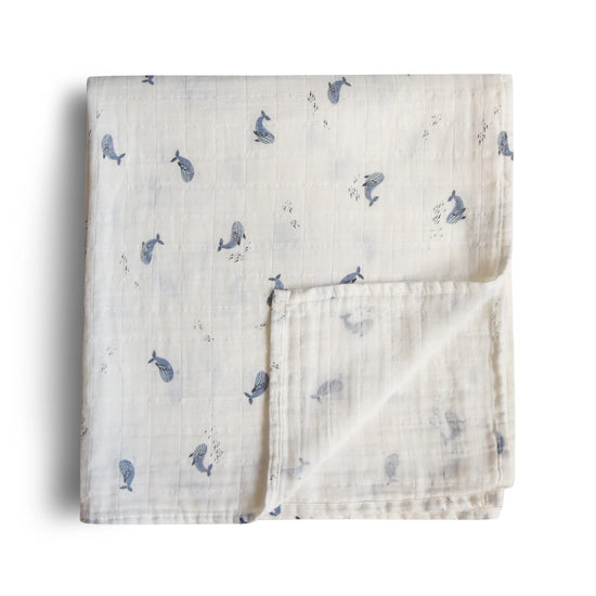 Whales Muslin Swaddle Blanket