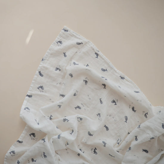 Whales Muslin Swaddle Blanket