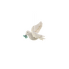 White dove with a green olive branch on a white background