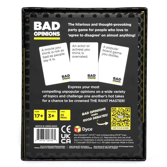 Bad Opinions Party Game