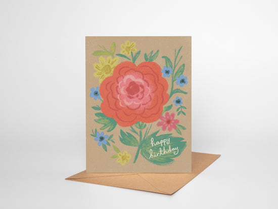 Red Floral Birthday Card