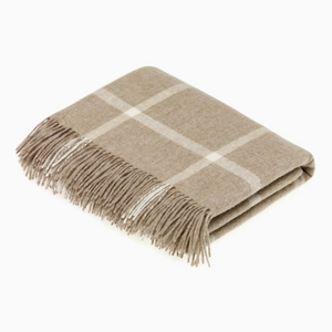 Merino Lambswool Windowpane Throw | Beige