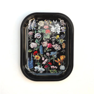 Black Fleurs Metal Tray