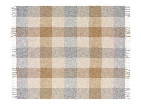 Block Check Wool Throw | Natural
