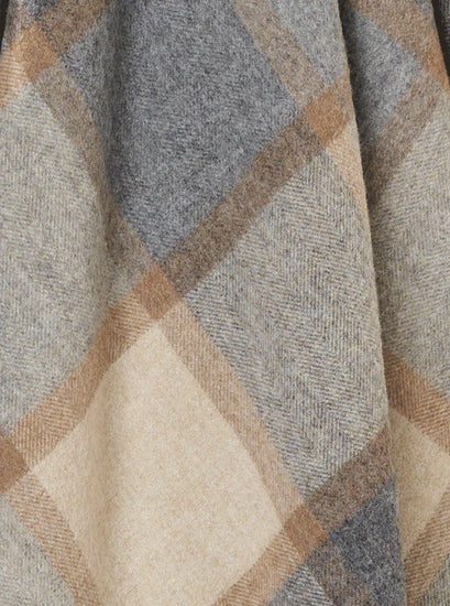 Merino Lambswool Block Windowpane Throw, Beige & Gray