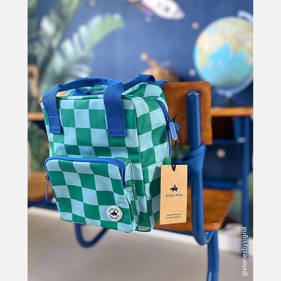 Green & Blue Blocks Backpack, Small