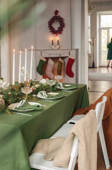 Red Linen Christmas Stocking