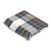 Stewart Plaid Wool Throw | Muted Blue