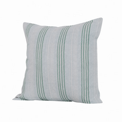 Pale Blue Celadon Green Stripe Pillow