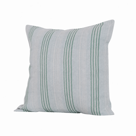 Pale Blue Celadon Green Stripe Pillow
