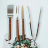 Tail-Gater 15″ 4-Piece BBQ Set with Walnut Handles