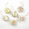 White Wool Embroidered Ball Ornament