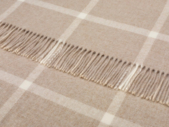 Merino Lambswool Windowpane Throw | Beige