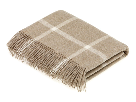 Merino Lambswool Windowpane Throw | Beige