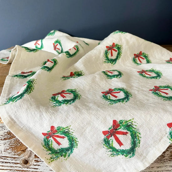 Wreath Linen Tea Towel