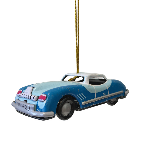 Tin Blue Car Ornament