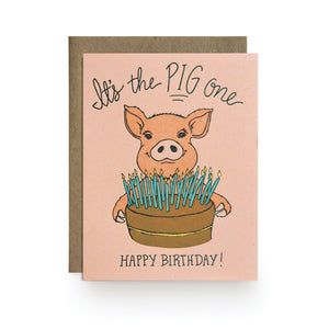 Pig One Birthday Card