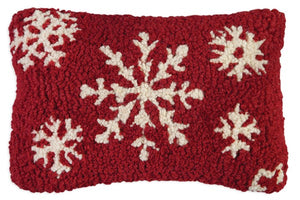 White Flakes on Red Mini Pillow