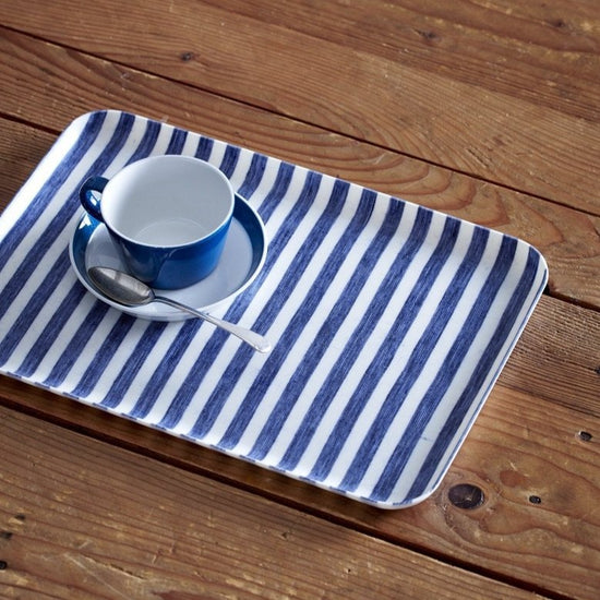 Blue White Stripe Tray